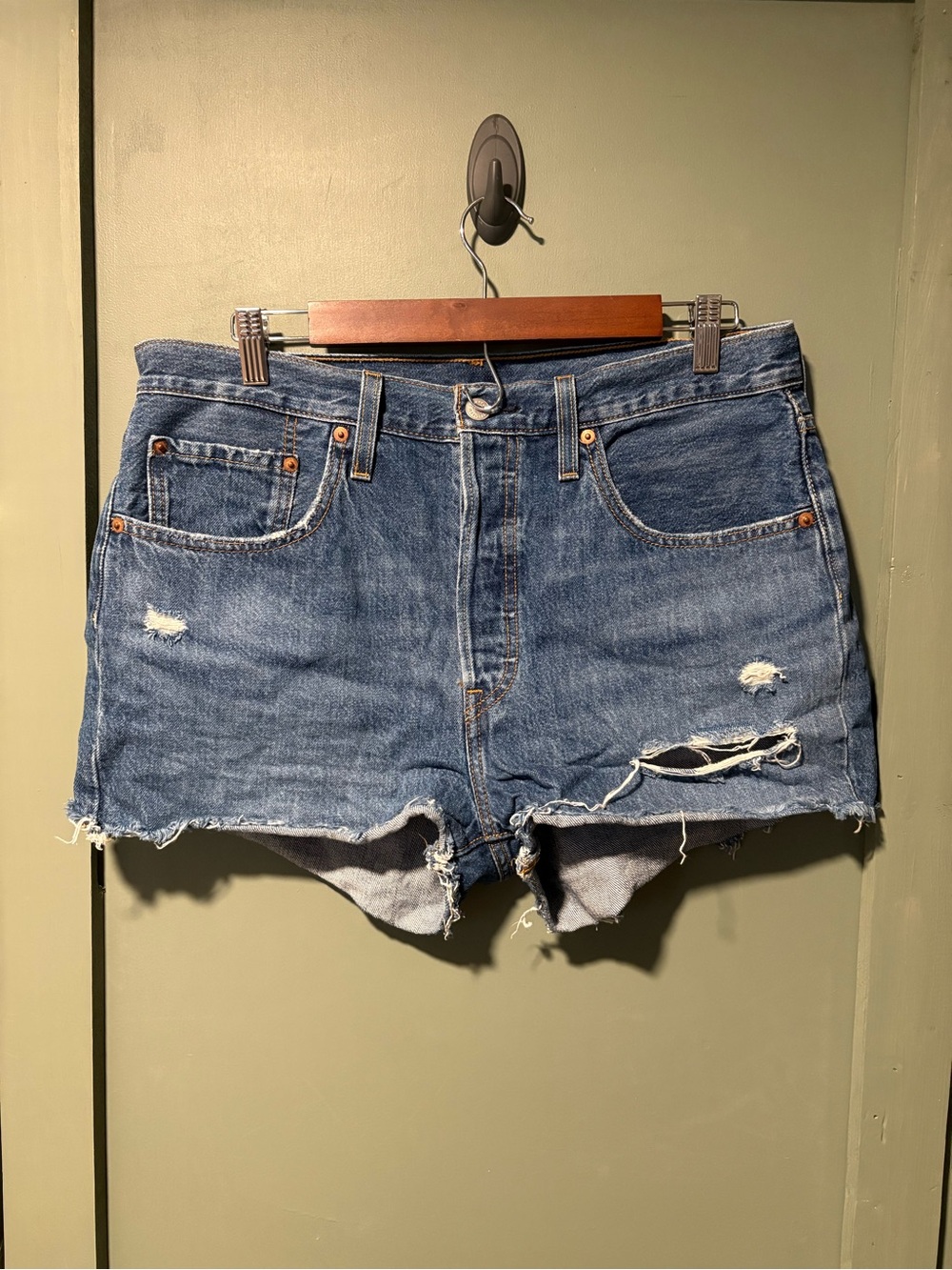 Levi's Distressed Blue Denim Cutoff Shorts